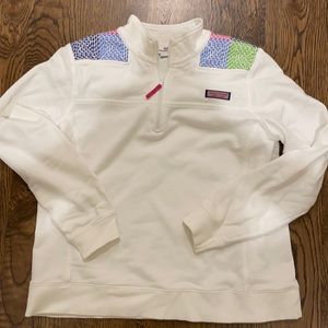 Vineyard Vines 1/4 zip white sweatshirt size large